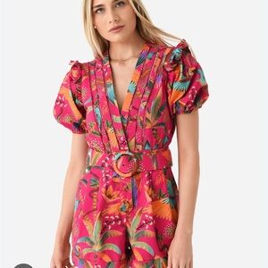 Farm Rip Macaw Party Pink Romper